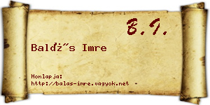 Balás Imre névjegykártya